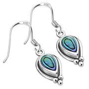 Abalone Shell Pear Shaped Ethnic Style Drop Hook Earrings, e177